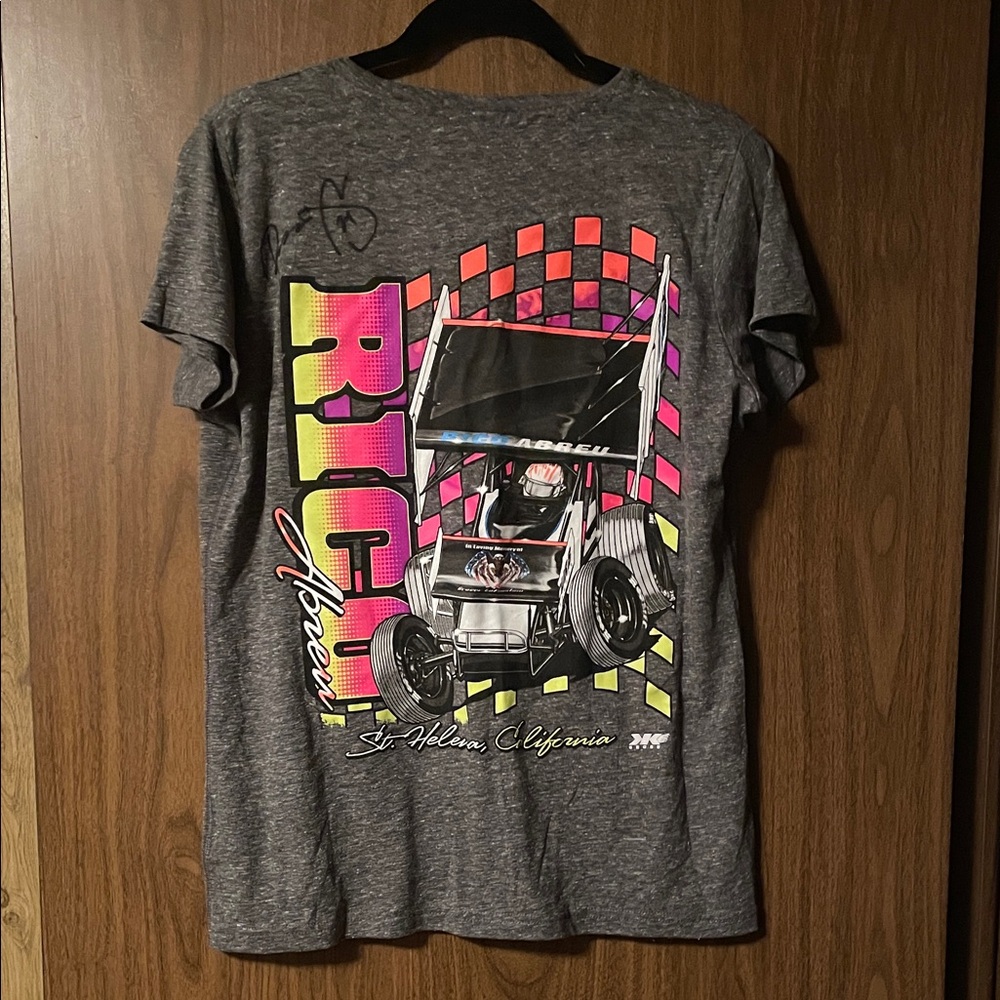 RICO ABREN SIGNED Sprint Car racer Women's Gray Racing Graphic Tee